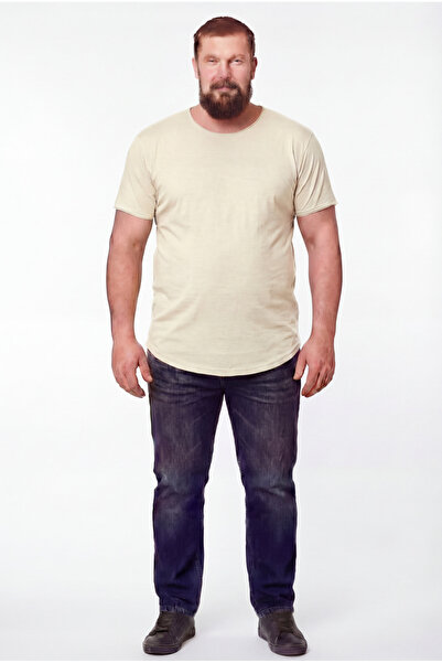 BlackHorn تي شيرت رجالي ذو ياقة واسعة مقاس كبير مصنوع من القطن بنسبة 100% فضف...