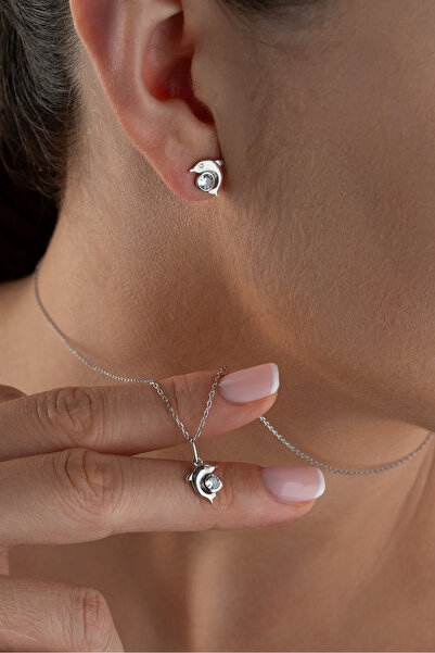 MUİ JEWELRY 925 Ayar Gümüş Yunus Balığı Takı Seti