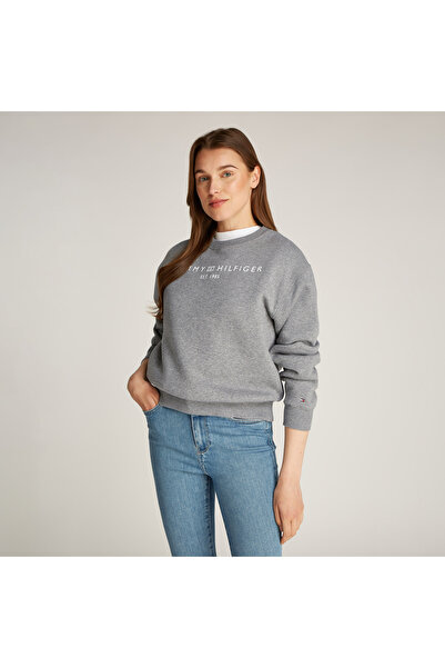 Tommy Hilfiger Women's Brand Logo Long Sleeve Casual Gray Sweatshirt Ww0Ww397...
