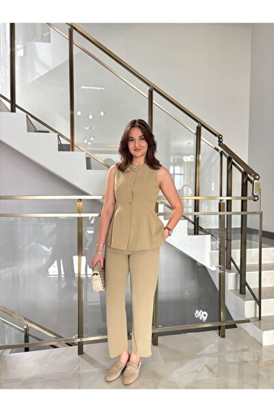 Sude Kızanlıklı Σετ παντελονιού και γιλέκου από ύφασμα Tivil (Στενή εφαρμογή)