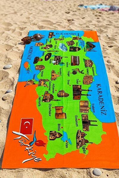 Yalova İç Giyim منشفة قطنية مطبوعة للشاطئ، حمام السباحة، السبا، الساونا، الري...