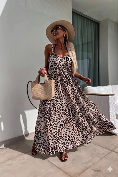 Modayakamoz Νέα σεζόν Γυναικείο φόρεμα με λουράκια, στρογγυλή λαιμόκοψη, φαρδ...