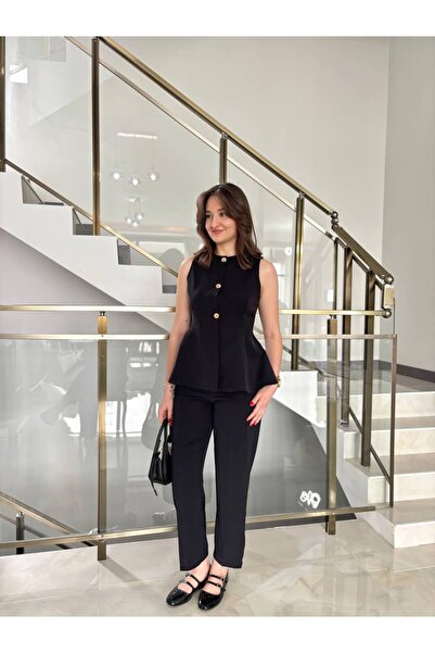 Sude Kızanlıklı Σετ παντελονιού και γιλέκου από ύφασμα Tivil (Στενή γραμμή)