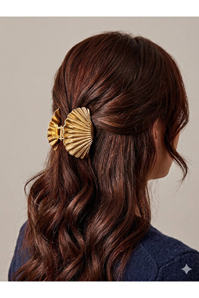 Selay Accessory Gold Yelpaze Mandal Toka – Altın Renk Şık Saç Aksesuarı