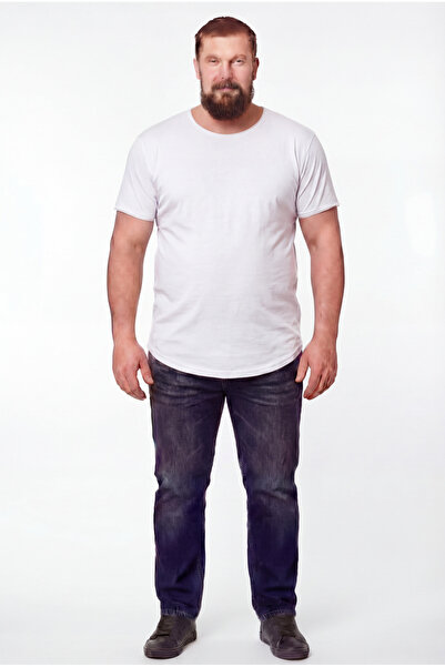 BlackHorn تي شيرت رجالي ذو ياقة واسعة مقاس كبير مصنوع من القطن بنسبة 100% فضف...