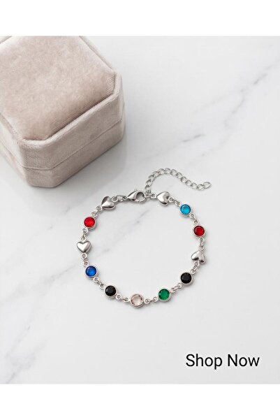 B&T Bujiteri Heart-Detail Women's Bracelet with Colorful Zircon Stones