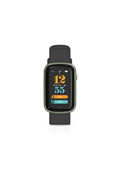 Techmade Steps green smartwatch with black Belt , 1.45" screen