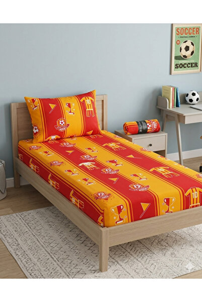 NİĞTEX Κόκκινο και κίτρινο σετ σεντόνια μονόκλινα βαμβακερά 100x200 Fan Concept