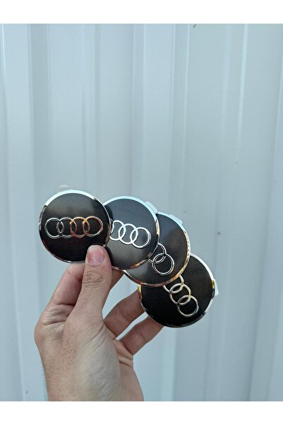 OEM Füme AUDİ Logolu Alüminyum Metal Premium Jant Göbeği Arması Yapıştırma 56...