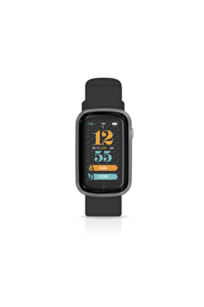 Techmade Steps silver smartwatch with black Belt , 1.45" screen