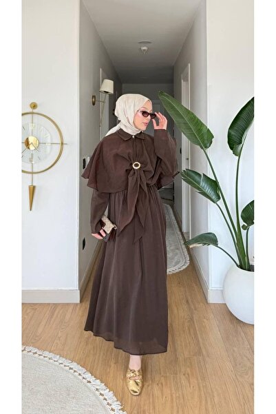 THEK BUTİK Πολυτελές μακρύ φόρεμα με λεπτομέρεια κάπας