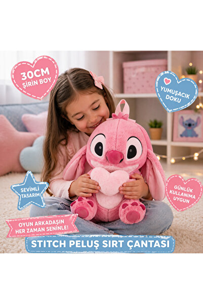SCOWETTO 30 CM Stitch Peluş Sırt Çantası Yumuşacık Peluş Çanta Sevimli Tasarı...
