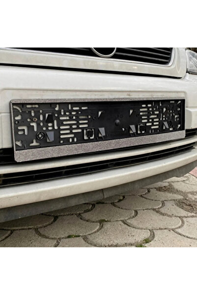 EFEAKS Gümüş Taşlı Oto Plakalık Beyaz Gümüş Universal Plaka Çerçevesi 2 Adet