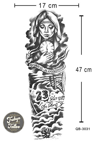 Trakya Tattoo 1-2 Hafta Kalıcı Kol Kaplama Bulut ve Rahibe Geçici Dövme