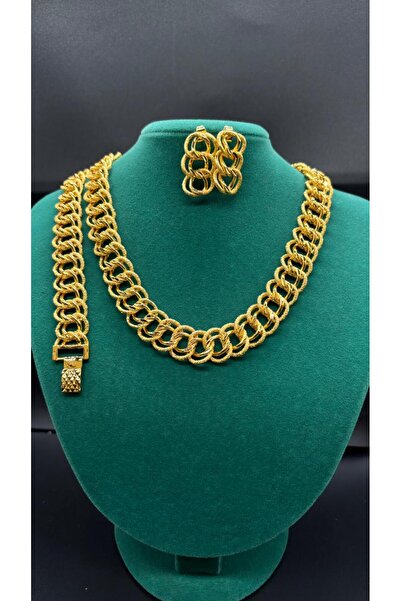barisiva gold 22 AYAR ALTIN KAPLAMA SAMANYOLU KOLYE KÜPE BİLEKLİK SET