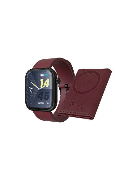 Techmade Μαύρο Glam Smartwatch με Κόκκινο Πορτοφόλι, AMOLED 1.75”