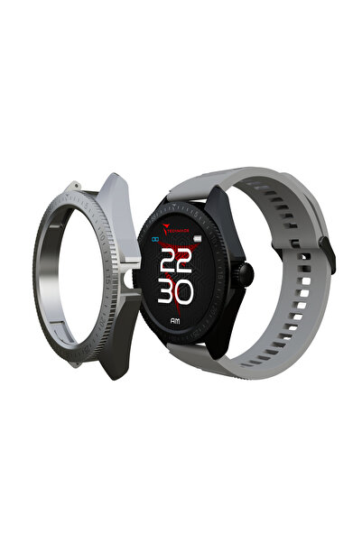 Techmade Smartwatch Rocks 2 μαύρο/γκρι με ασημί κάλυμμα, AMOLED 1.43”, επιπλέ...