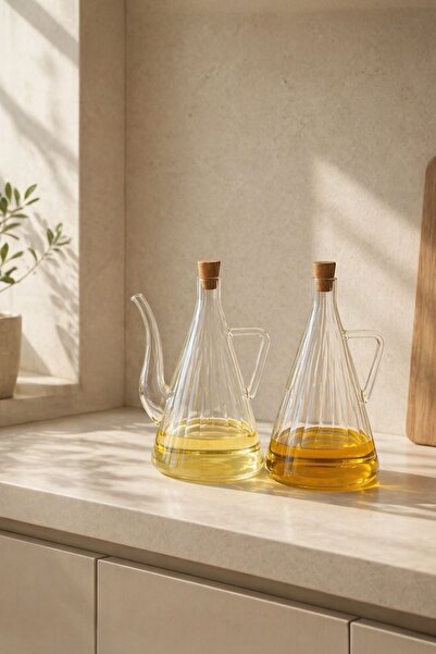 GLAMZE 2'li Çizgili Model İbrik Yağdanlık 750 ml
