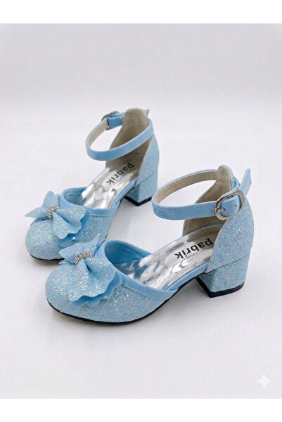 CAMOLLA Μπλε γκλίτερ φιόγκος Princess Girl's High Heels