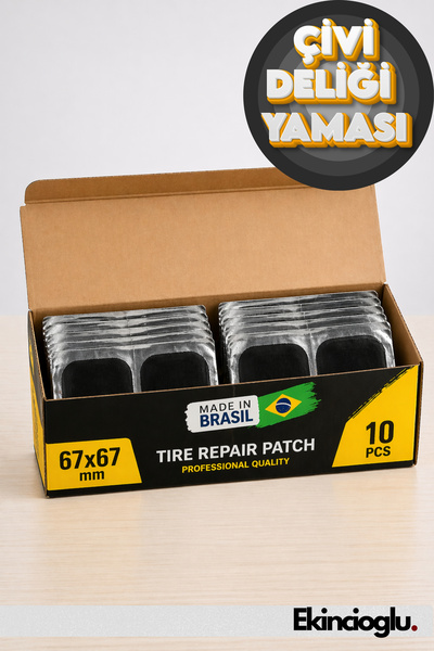 JuneThree Lastik Çivi Deliği Yama 67x67 mm - 10 Adet - Profesyonel Büyük Boy Dış Lastik Tamir Yaması