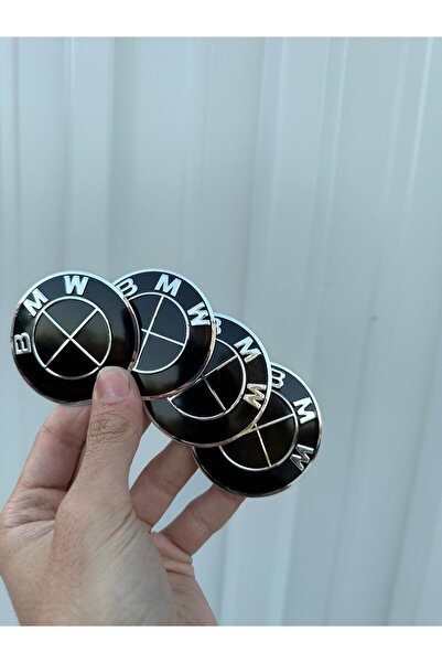 OEM SİYAH BMW Logolu Alüminyum Metal Premium Jant Göbeği Arması Yapıştırma 56...