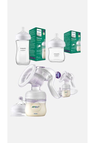 Philips Avent Manuel Göğüs Pompası ve 120 240 Cam Biberon Set Yenidoğan