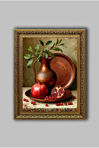 Efsa Sanat Tasarım Nar Tepsisi - Vintage Çerçeveli Tablo - Klasik Duvar Dekor...