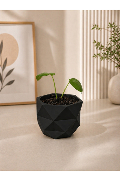 AKTANLABS Modern 3D Geometrik Saksı – Minimal Dekoratif Tasarım – 13x13x10 cm