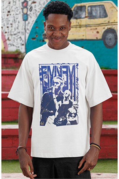 SEVBANO Tricou oversize unisex cu imprimeu frontal Eminem Rapper Singer