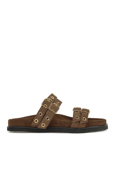 Ziya , Γυναικείες παντόφλες από γνήσιο δέρμα 1611062Z4050 Tobacco