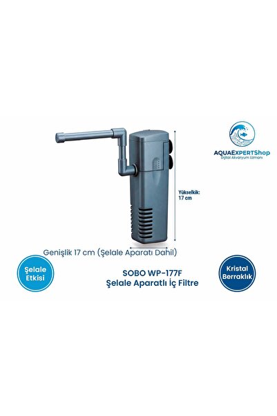 Sobo Akvaryum Şelale Aparatlı İç Filtre WP-177FNEW 8W - 600 Litre/Saat