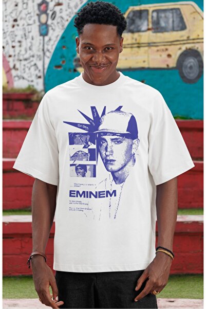 SEVBANO Tricou oversize unisex cu imprimeu frontal Eminem Rapper Singer