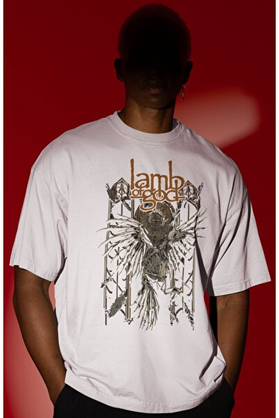 SEVBANO Μπλουζάκι Unisex Oversize με στάμπα μπροστά της μουσικής μπάντας Lamb...