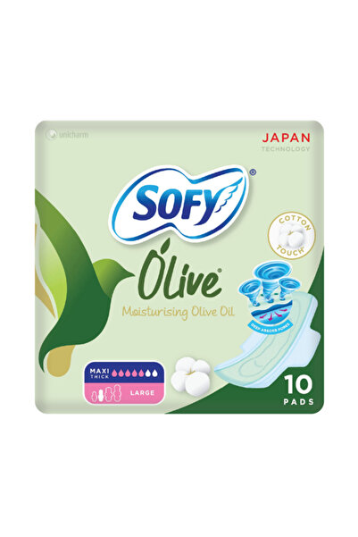 sofy , Women's Sanitary Pads with Olive Oil, Maxi Thick, Large - 10 Pieces