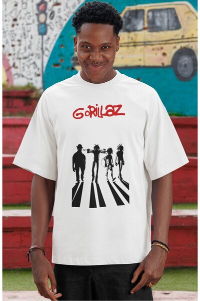 SEVBANO Μπλουζάκι Gorillaz Rock Metal Music Band με στάμπα μπροστά, Unisex, O...