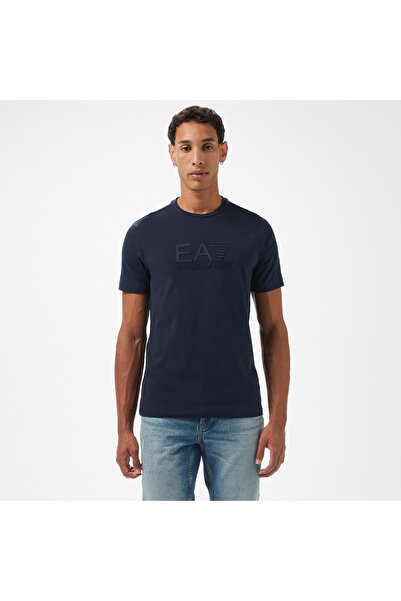 EA7 Erkek Lacivert Bisiklet Yaka T-Shirt