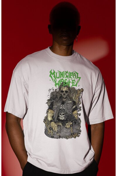 SEVBANO Tricou oversize unisex cu imprimeu frontal Municipal Waste Rock Metal...