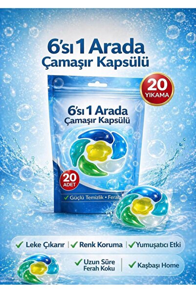 AKCAKESE 20 Yıkama Çamaşır Deterjan Kapsülü 6in1 Renkli ve Beyazlar İçin Yumu...