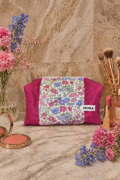 MIORA BAG Mor ve Çiçekli Makyaj ve Seyahat Çantası-Düzenleyici&Organizer