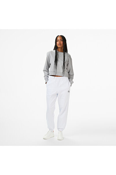 Calvin Klein Monologo French Terry Jogger Kadın Beyaz Eşofman Altı