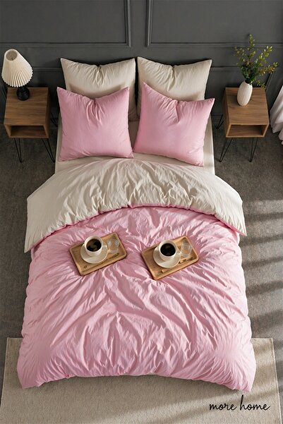 MORE HOME Single Duvet Cover Set with Elastic Sheet Powder Beige