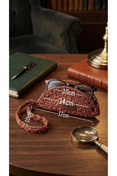 Zümrüdüanka Handmade Glasses Case Made from Raffia Rope in the Color of Tarci...