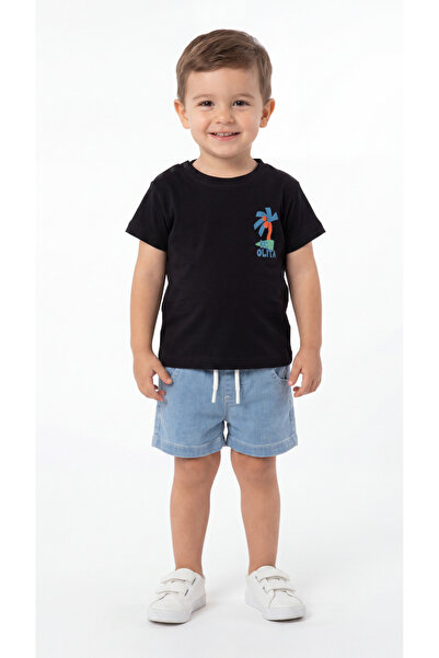 Mışıl Kids Palm Tree Printed Baby Boy Top and Bottom Set