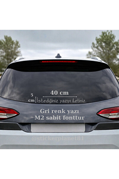 AlpiLeo GRİ - Kişiye Özel Araç Arka Cam Sticker - 40x5 cm Minimalist Yazı - O...