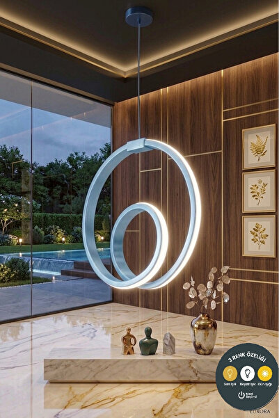 Lzy Avize Store Orjin Mavi Modern Çember Led Sarkıt Avize 3 Renkli Şık Antre ...