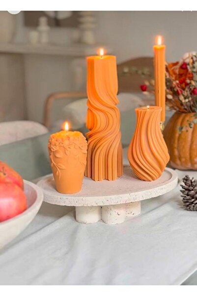 SCA CANDLE Dekoratif mum Dalga model +Vazo MUm +çiçek Desenli Mum + Şamdan To...
