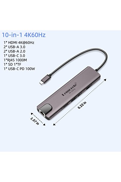 Choice3 TC46 Lemorele 10 in 1 USB C HUB Docking Station Type C Adapter 4K@60H...