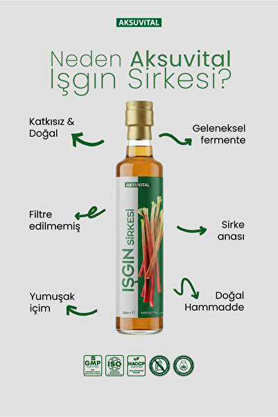 Aksu Vital IŞGIN SİRKESİ 500 ML - Işkın Kökü Sirkesi - Katkısız, Doğal Fermantasyon