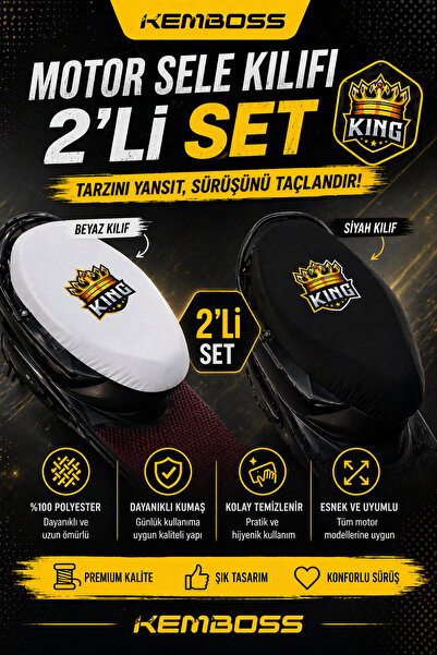 KEMBOSS Set of 2 Motorbike Saddle Covers Black & White Universal Elasticated ...
