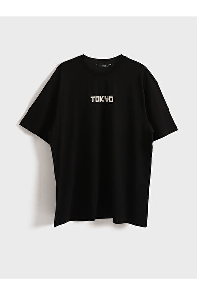 LC Waikiki Tricou bărbătesc cu guler rotund, imprimat Tokyo